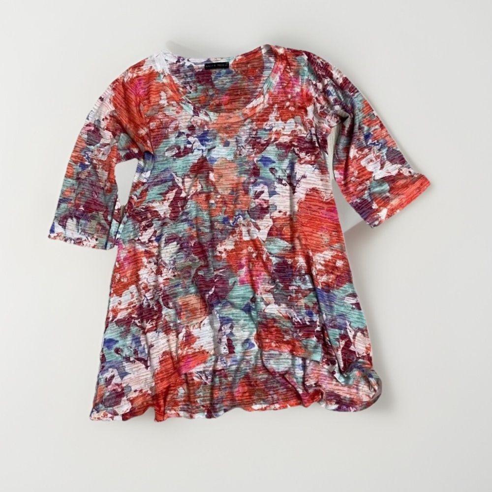 Nally & Millie High-Low Burnout Tunic Top Made in USA Women’s Small Tunic Blouse